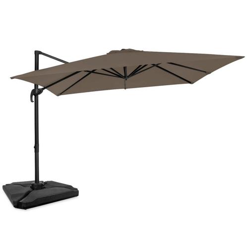 Zweefparasol Pisogne 300x300cm – Premium parasol - Taupe |, Tuin en Terras, Parasols, Nieuw, Verzenden