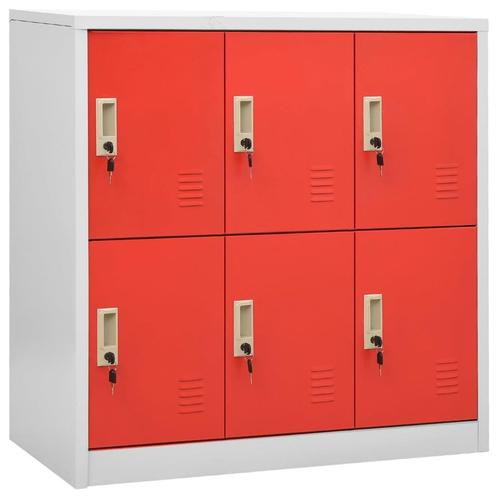 vidaXL Lockerkast 90x45x92,5 cm staal lichtgrijs en rood, Huis en Inrichting, Kasten | Overige, Nieuw, Verzenden