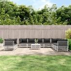 vidaXL 11-delige Loungeset met kussens staal wit, Tuin en Terras, Tuinsets en Loungesets, Verzenden, Nieuw, Loungeset