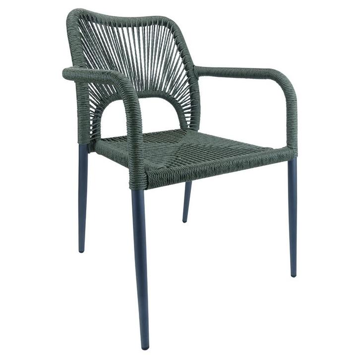 Stoel | PVC Rotan/Aluminium | Groen | Grijs Frame |, Articles professionnels, Horeca | Équipement de cuisine, Envoi