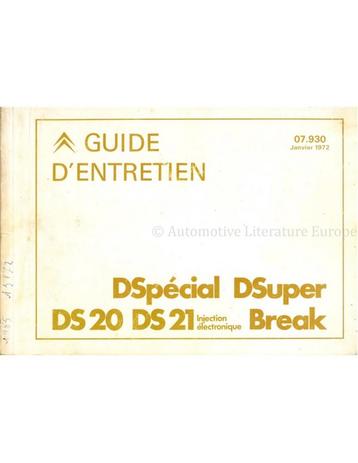 1972 CITROEN DS CLUB GARANTIE & ONDERHOUDS HANDLEIDING