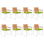 vidaXL Tuinstoelen 8 st met kussens massief acaciahout, Tuin en Terras, Tuinstoelen, Verzenden, Nieuw