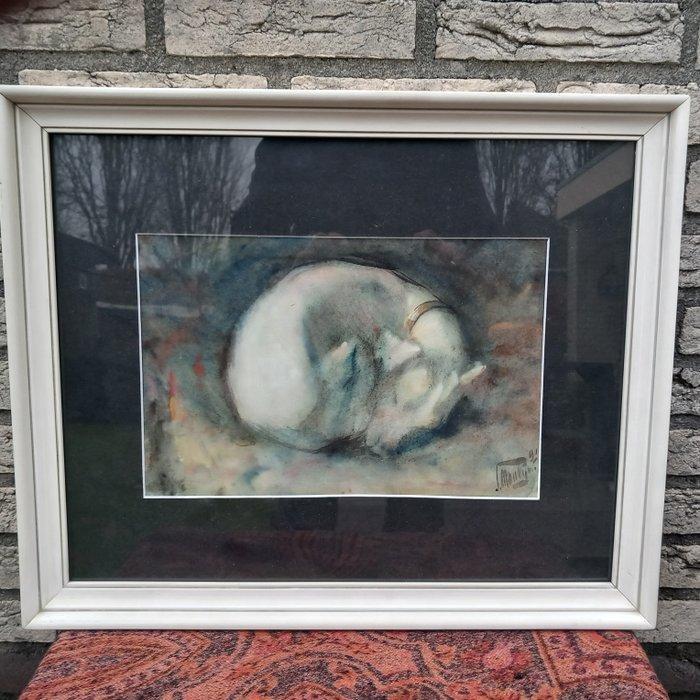 Simon Moulijn (1866-1948) - Witte hond, Antiek en Kunst, Kunst | Schilderijen | Klassiek