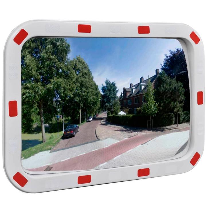 vidaXL Verkeersspiegel rechthoekig met reflectors 40x60 cm, Maison & Meubles, Accessoires pour la Maison | Décorations murale