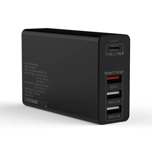 4-Port Oplaadstation - PD / QC3.0 / 2.4A - 100W Power, Télécoms, Téléphonie mobile | Batteries, Envoi