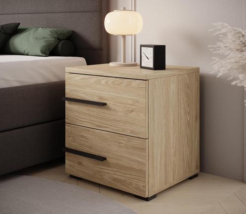 Meubella Nachtkastje eiken 45x40x49 cm | 2 lades, Huis en Inrichting, Kasten | Overige, Nieuw, Verzenden