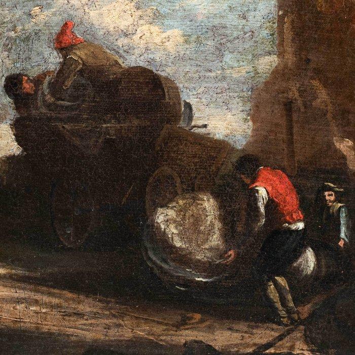 Roman school (XVIII) - Landscape with Wayfarers, Antiek en Kunst, Kunst | Schilderijen | Klassiek