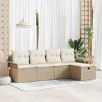 vidaXL Tuinbank Set met kussen met opslag 5 pcs Beige Poly, Verzenden, Nieuw