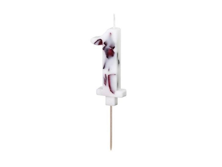 Birthday Candle Number 1, White with Flower Petals, 8 cm, Hobby en Vrije tijd, Feestartikelen, Nieuw, Verzenden