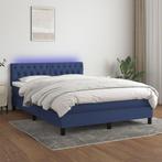 vidaXL Boxspring met matras en LED stof blauw 140x200 cm, Huis en Inrichting, Slaapkamer | Bedden, Verzenden, Nieuw