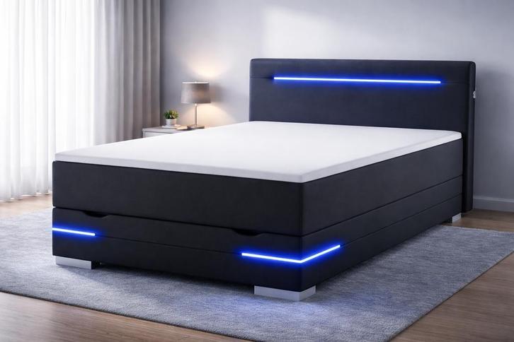 Boxspring Dallas 90x200 met opbergruimte en LED-nieuw, Maison & Meubles, Chambre à coucher | Lits boxsprings, Envoi