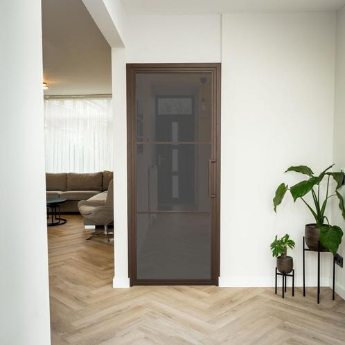 Stalen Binnendeur - Brons - 3 Vlaks - Rook glas, Doe-het-zelf en Bouw, Deuren en Vliegenramen, Nieuw, Metaal, Binnendeur, 200 tot 215 cm