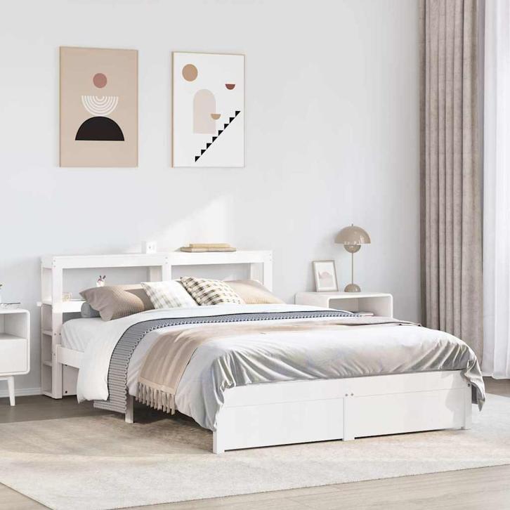 vidaXL Bedframe met hoofdeinde zonder matras 120x200 cm wit, Maison & Meubles, Chambre à coucher | Lits, Envoi