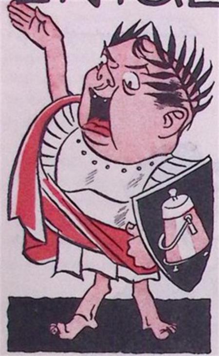 Verbeelding van Mussolini op spotprent (lijst optie), Antiek en Kunst, Kunst | Litho's en Zeefdrukken, Verzenden