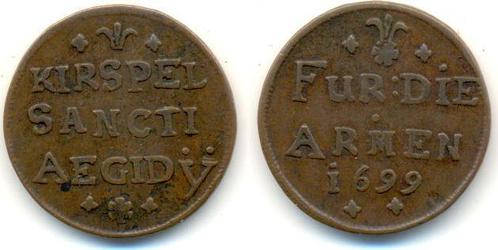 Kupfer Armenzeichen von St Aegidi 1699 Muenster Bistum: F..., Postzegels en Munten, Penningen en Medailles, Verzenden