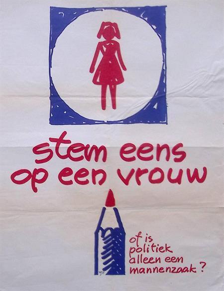 vintage poster - Stem eens op een vrouw (lijst optie), Verzamelen, Posters, Nieuw, Overige onderwerpen, Met lijst, Verzenden