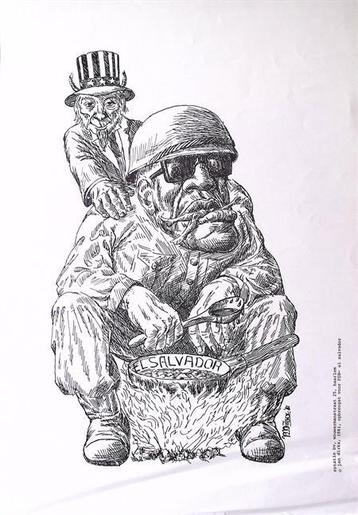 amerika mengt zich in el salvador op poster (lijst optie) beschikbaar voor biedingen
