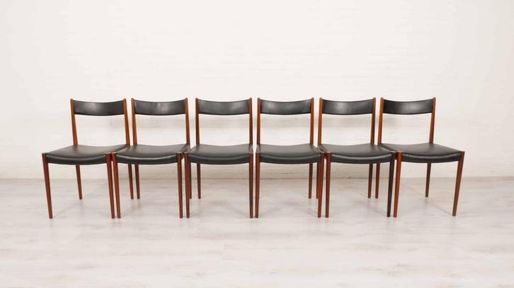 6 x eetkamerstoel | Lubke | Palissander | Stoffering naar, Huis en Inrichting, Stoelen, Ophalen of Verzenden