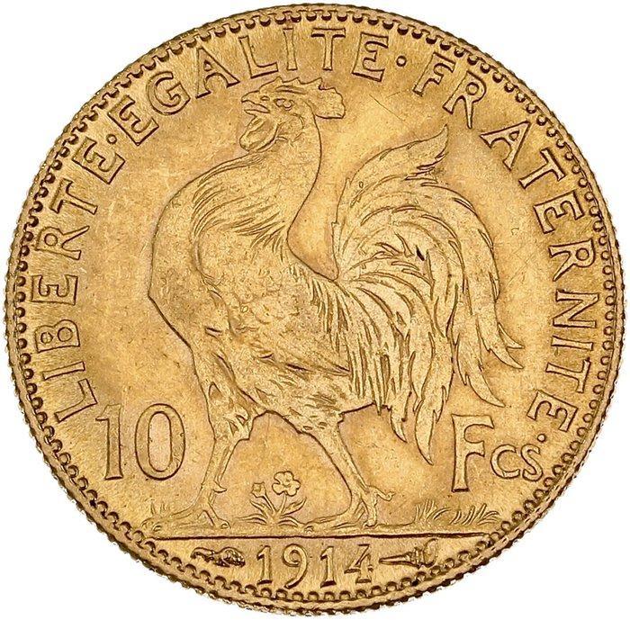 3,22 grams - Goud .900 - 10 Francs 1914 Marianne Coq, Postzegels en Munten, Edelmetalen en Baren
