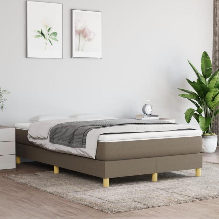 vidaXL Boxspring bed 120x200 cm stof taupe, Maison & Meubles, Chambre à coucher | Lits, Envoi
