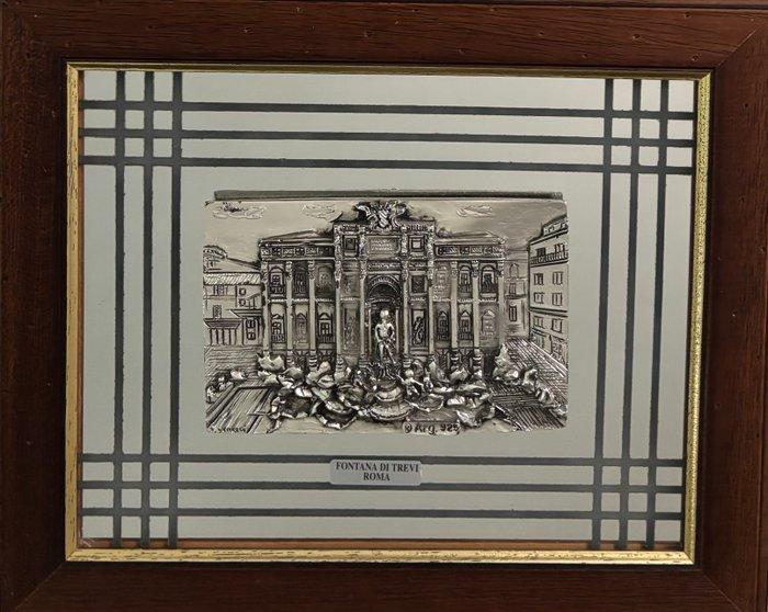 Reliëf, Fontana di trevi - 25 cm - Verzilverd, Antiquités & Art, Curiosités & Brocante