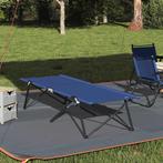 vidaXL Opvouwbaar Campingbed 2 pcs Blauw 206 x 76 x 74 cm, Caravans en Kamperen, Kampeeraccessoires, Verzenden, Nieuw