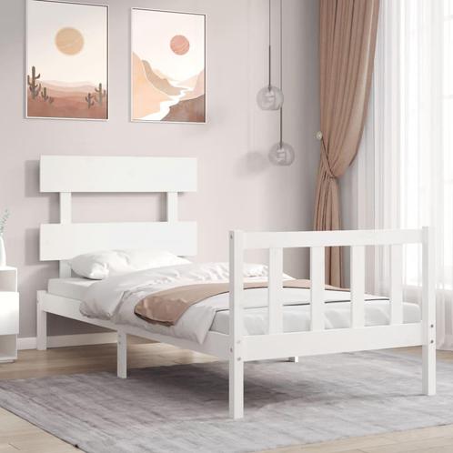 vidaXL Bedframe zonder matras massief grenenhout wit 90x200, Huis en Inrichting, Slaapkamer | Bedden, Nieuw, Verzenden