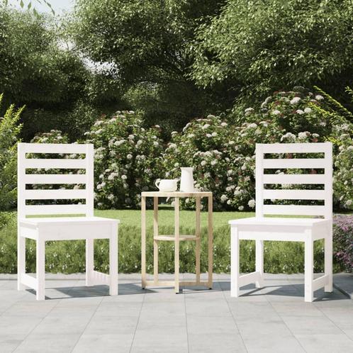 vidaXL Tuinstoelen 2 st 50x48x91,5 cm massief grenenhout wit, Tuin en Terras, Tuinstoelen, Nieuw, Verzenden