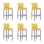 Set van 6 Leren barkruk Revolt hoog - Toledo Giallo (geel), Huis en Inrichting, Barkrukken, Nieuw, Leer, Ophalen of Verzenden