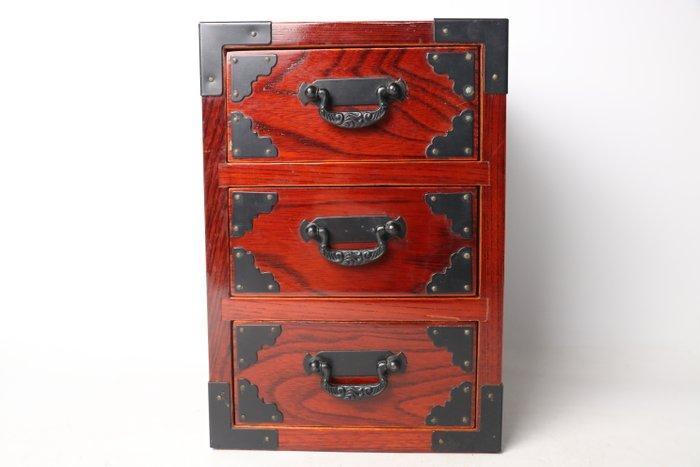 Vintage Japans drie-lade kleine kast - traditionele houten, Antiek en Kunst, Antiek | Overige Antiek