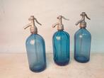 Sifon - Drie blauwe vintage spuit flessen uit Budapest, Antiek en Kunst