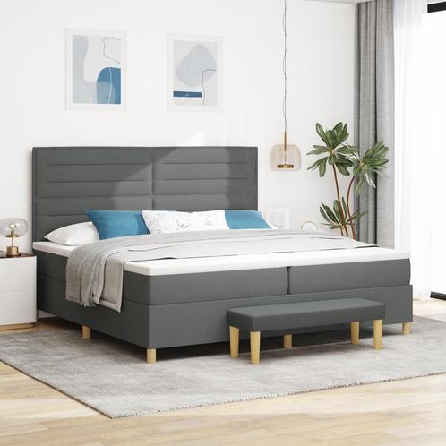 vidaXL Boxspringbed met Matras & Bank Donkergrijs 200x200 cm, Huis en Inrichting, Slaapkamer | Bedden, Nieuw, Verzenden