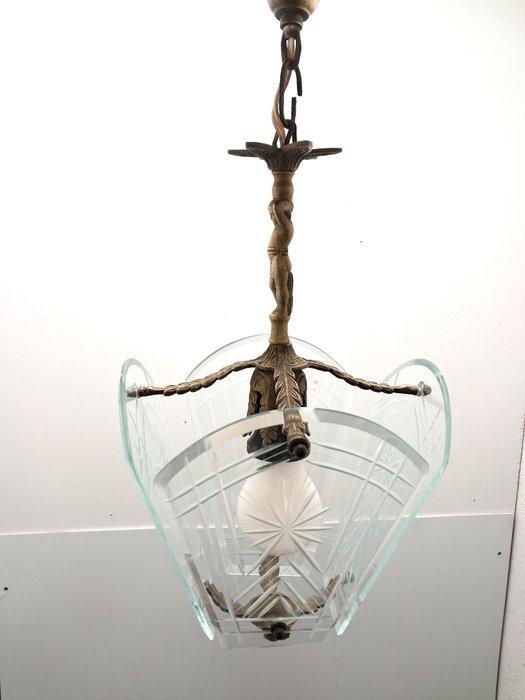 Plafondlamp - Koper, Glas - Hanglantaarn, Antiek en Kunst, Curiosa en Brocante