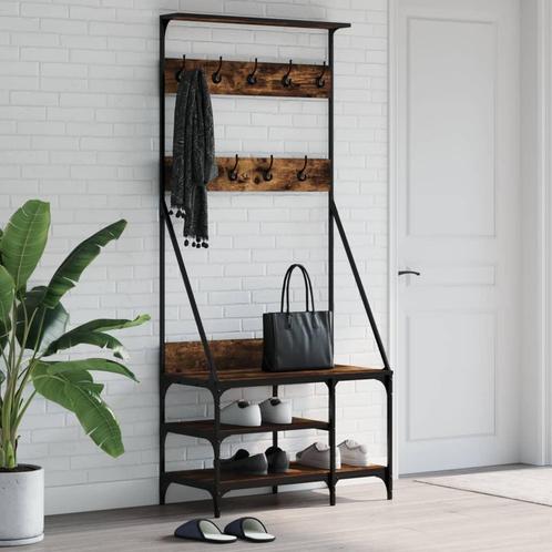 vidaXL Kledingrek met schoenenrek 80x40x184 cm gerookt, Huis en Inrichting, Kasten | Kleerkasten, Nieuw, Verzenden