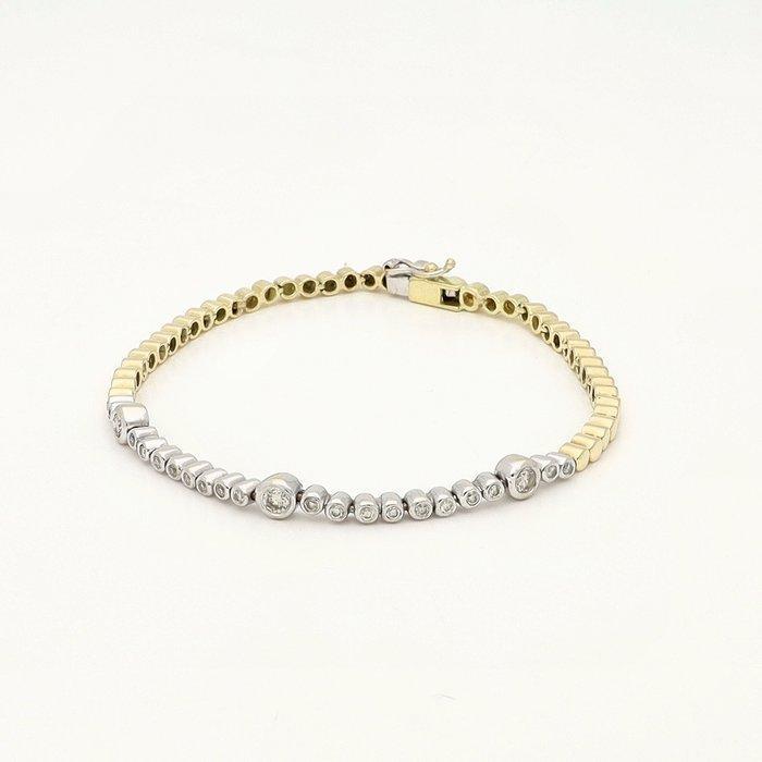 Armband - 18 karaat Geel goud, Witgoud - 0.40ct. tw. Diamant, Handtassen en Accessoires, Armbanden
