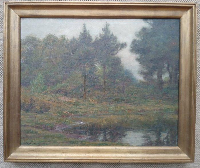 Edgar Farasyn (1858-1938) - Vijver in het bos, Antiquités & Art, Art | Peinture | Classique