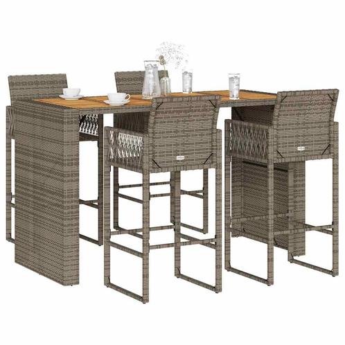 vidaXL 5-delige Tuinbarset zonder kussens poly rattan acacia, Tuin en Terras, Tuinsets en Loungesets, Nieuw, Verzenden