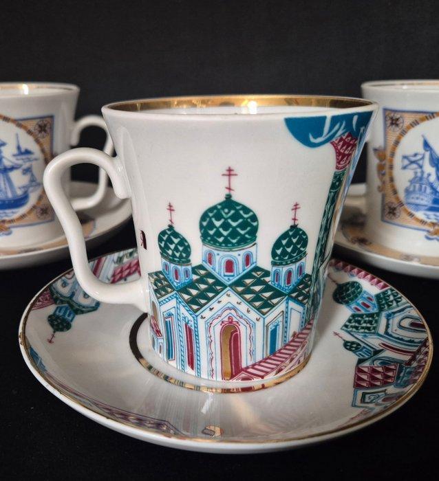 Kop en schotel (6) - Porselein - Lomonosov Porselein, Antiek en Kunst, Antiek | Meubels | Tafels