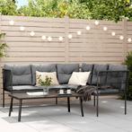 vidaXL Loungeset met kussens staal en textileen zwart, Tuin en Terras, Tuinsets en Loungesets, Verzenden, Nieuw, Loungeset