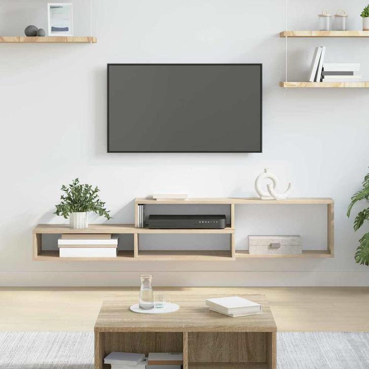 vidaXL Wand TV Stand 150 x 25 x 28,5 cm Bewerkt hout, Huis en Inrichting, Kasten |Televisiemeubels, Nieuw, Verzenden