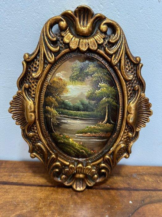 Lijst - Gips, Hout, goudblad - gouden lijst met schilderij, Antiek en Kunst, Curiosa en Brocante