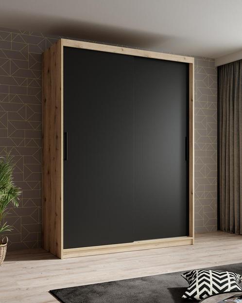 Kledingkast zwart eiken - 150x62x200 Kleerkast schuifdeuren, Maison & Meubles, Armoires | Autre, Envoi