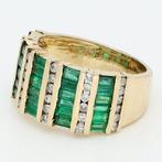 Bague - 14 carats Or jaune Diamant (Naturelle) - émeraude, Bijoux, Sacs & Beauté