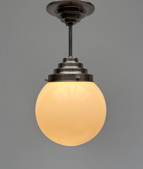 Plafonnier - Laiton nickelé, Opaline - Lampe suspendue /, Antiek en Kunst, Kunst | Designobjecten