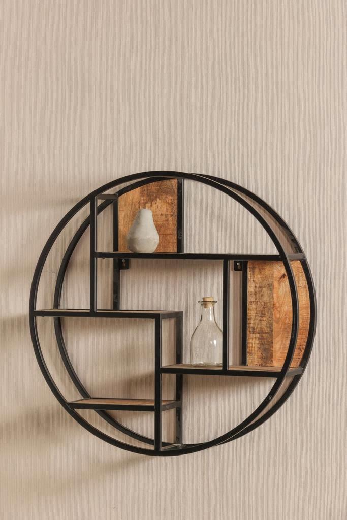 Wandrek Mangohout Bowi Rond 80 cm, Huis en Inrichting, Woonaccessoires | Wandplanken en Boekenplanken, Nieuw, Verzenden
