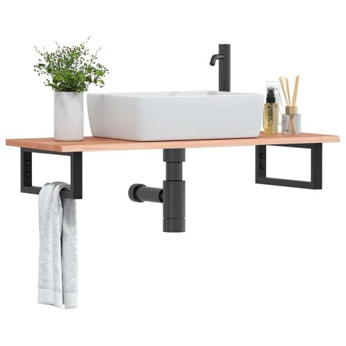 vidaXL Badkamer wandschap staal en massief eikenhout, Huis en Inrichting, Tafels | Kaptafels, Nieuw, Verzenden