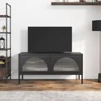 vidaXL Tv-meubel 105x35x50 cm glas en staal zwart, Verzenden, Nieuw