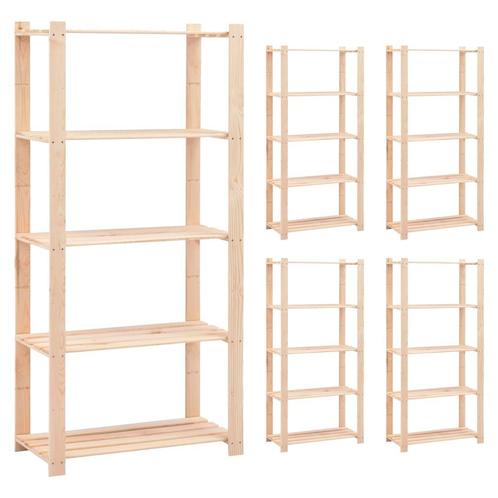 vidaXL Opbergrekken 5-laags 5 st 80x38x170 cm grenenhout 250, Huis en Inrichting, Kasten | Stellingkasten, Nieuw, Verzenden