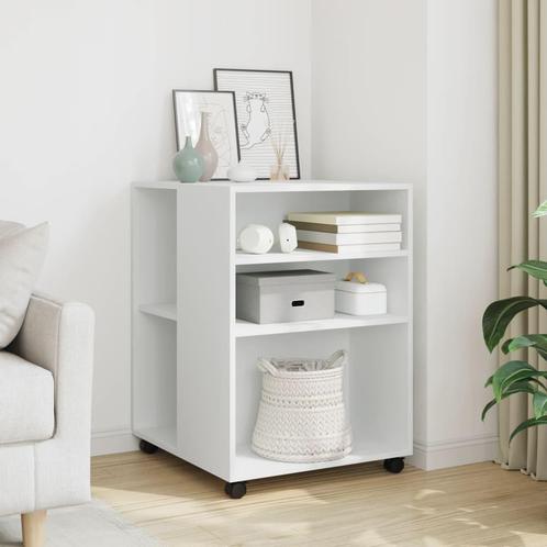 vidaXL Bijzettafel met wieltjes 55x60x78 bewerkt hout wit, Huis en Inrichting, Kasten | Overige, Nieuw, Verzenden