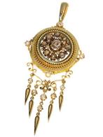 Broche - 18 karaat Geel goud - Parel - Diamant, Victoriaans,